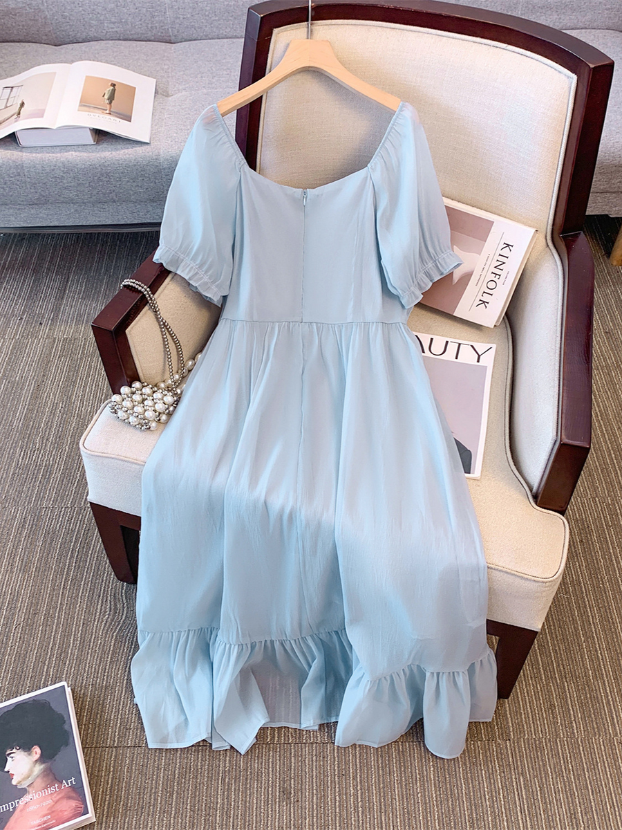 (2XL-6XL) Plus Size Cottage Light Blue Dress (EXTRA BIG SIZE