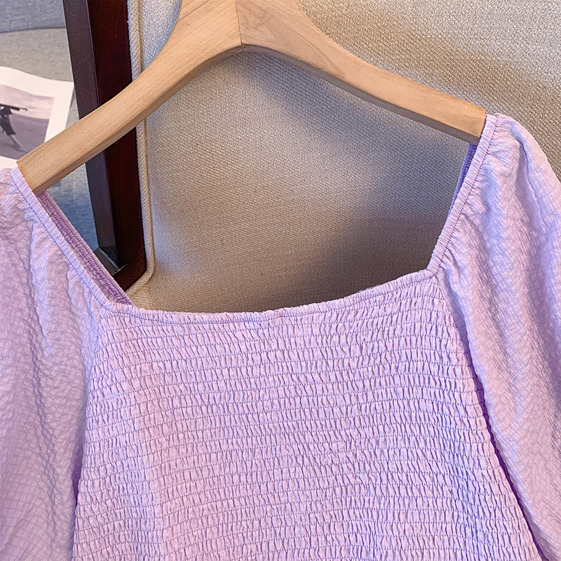 (2XL-6XL) Plus Size Purple Scrunch Babydoll Dress (EXTRA BIG SIZE)