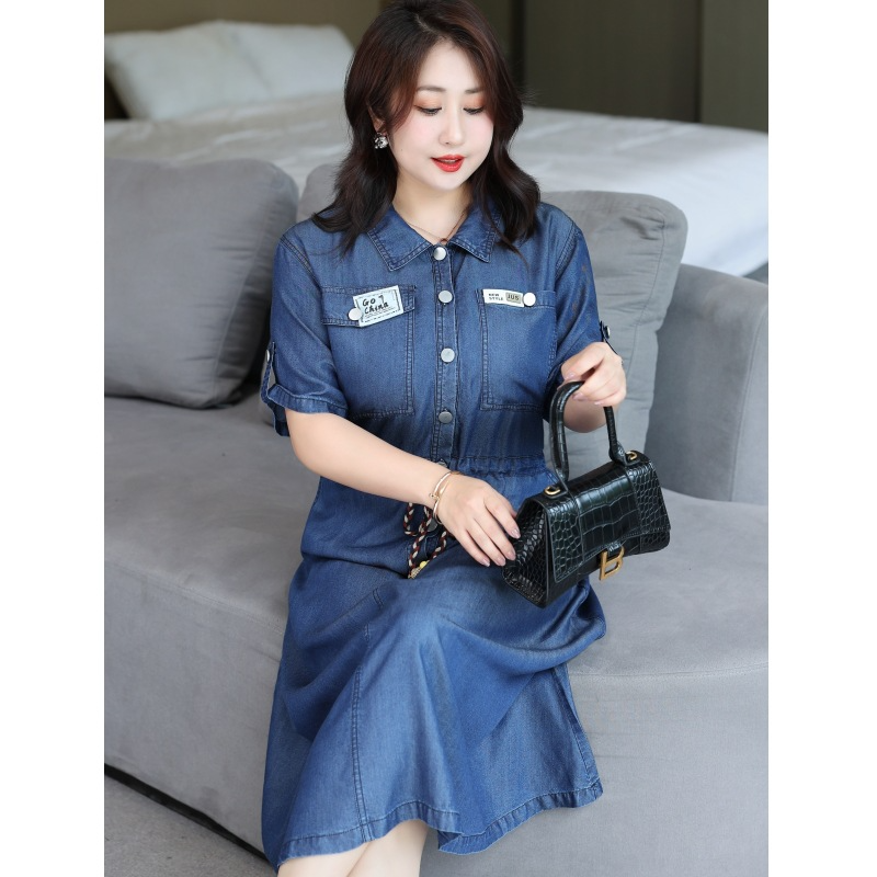 4XL-8XL) Plus size denim midi shirt dress (EXTRA BIG SIZE) – Pluspreorder