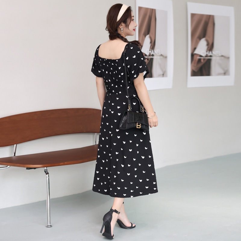 korean off shoulder dresses 4XL-8XL) Plus Size Hearts Print Short Sleeve Dres – Pluspreorder The asymmetrical neckline of COLOR:Light Coral Green Dress Plain Dresses Archive Sale 2026