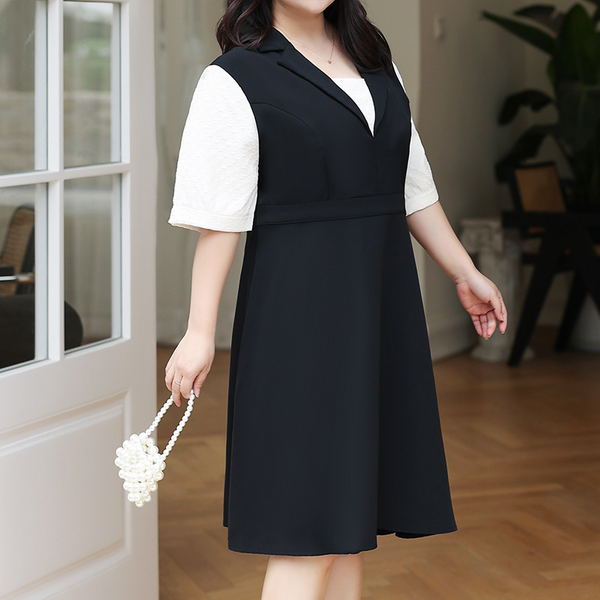 (4XL-8XL) Plus size korean mock 2 piece shirt dress (EXTRA BIG SIZE)