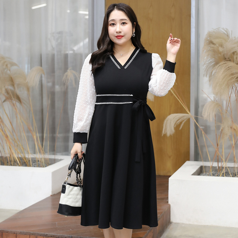 long sleeve swing dress plus size 4XL-8XL) Plus Size V Neck Long Sleeve Swing Dress (EXTRA BIG SIZE) –  Pluspreorder