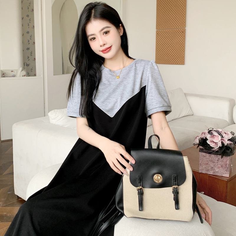 black and white polka dot dress for women Black and White Chiffon Maxi Dress with Illusion Neckline and Half Sleeves main image 0