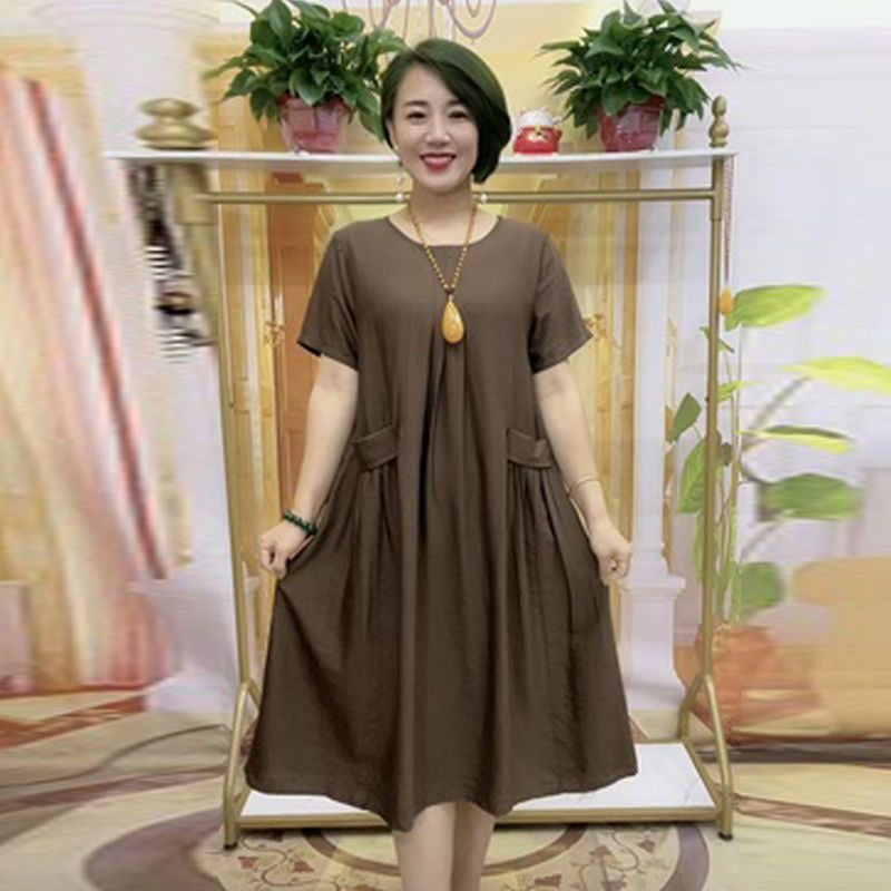 Plus Size Solid Colour A Line Dress – Pluspreorder