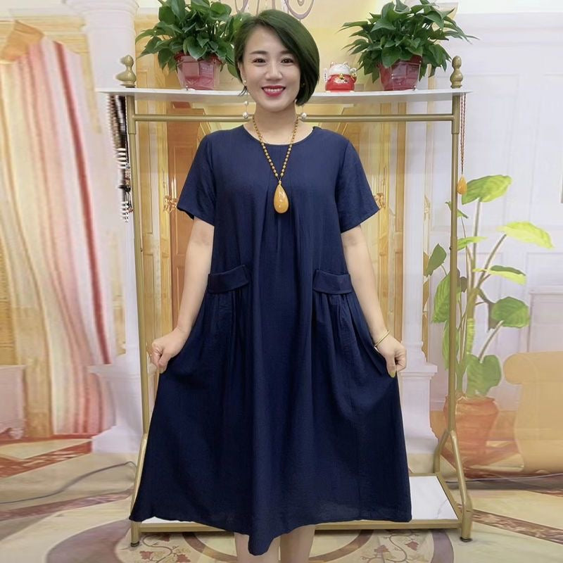 Plus Size Solid Colour A Line Dress – Pluspreorder