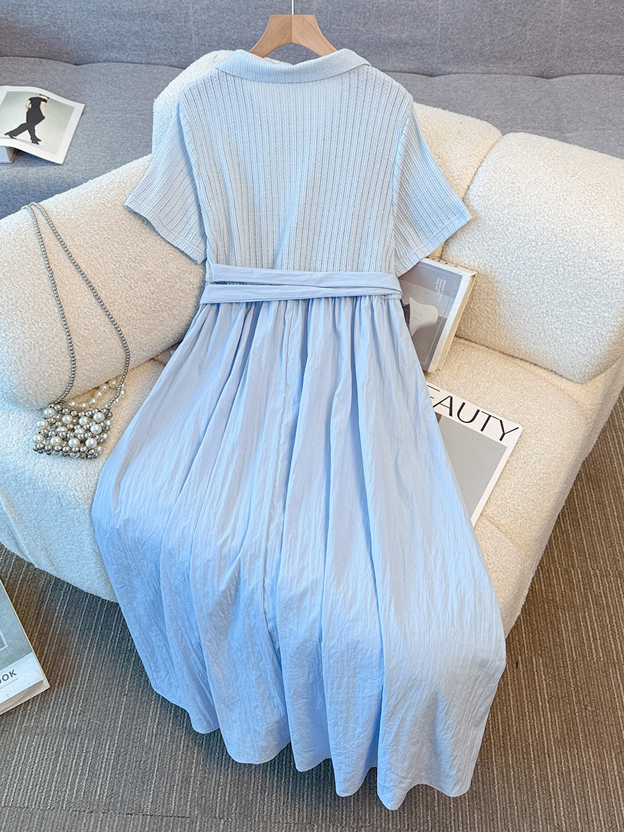 Plus Size Baby Blue A Line Shirt Dress (EXTRA BIG SIZE) – Pluspreorder