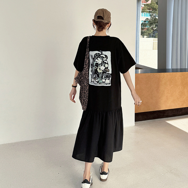 Plus Size Black Streetwear T Shirt Dress – Pluspreorder