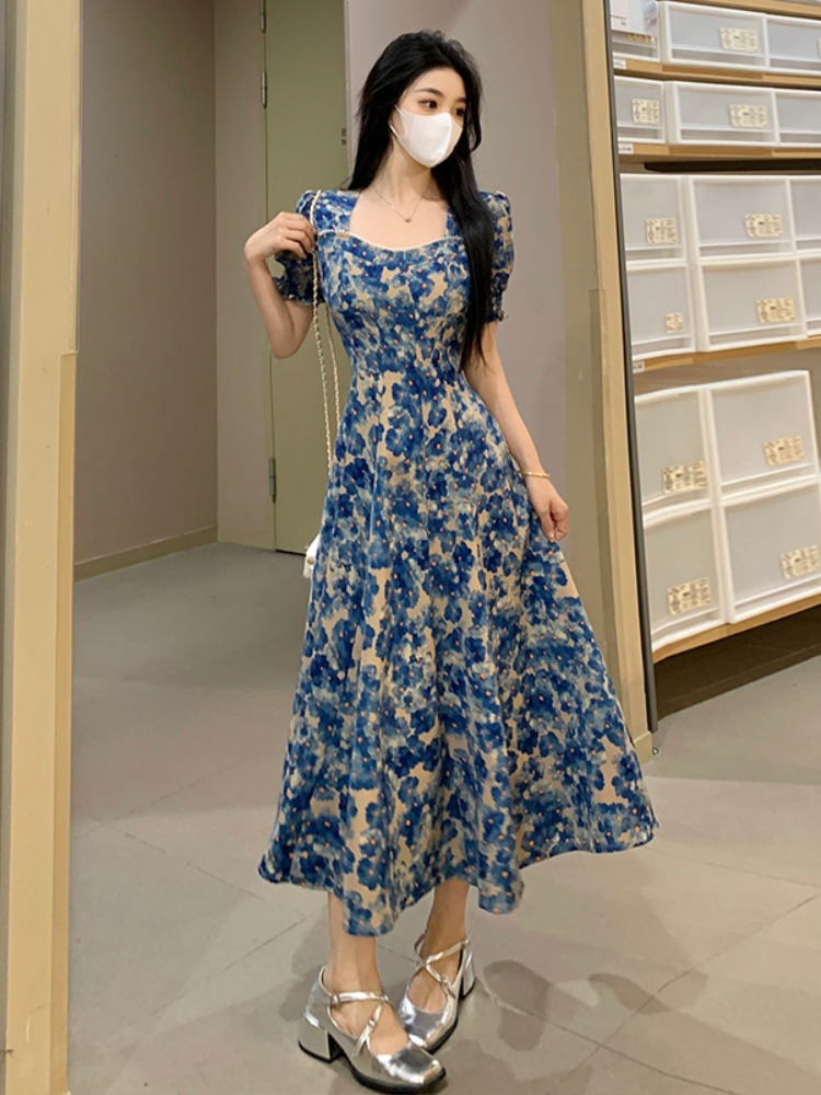 Plus Size Blue Bustier Floral Fit And Flare Dress – Pluspreorder