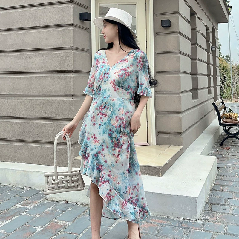 Plus Size Blue Floral Chiffon Midaxi Dress (EXTRA BIG SIZE) – Pluspreorder