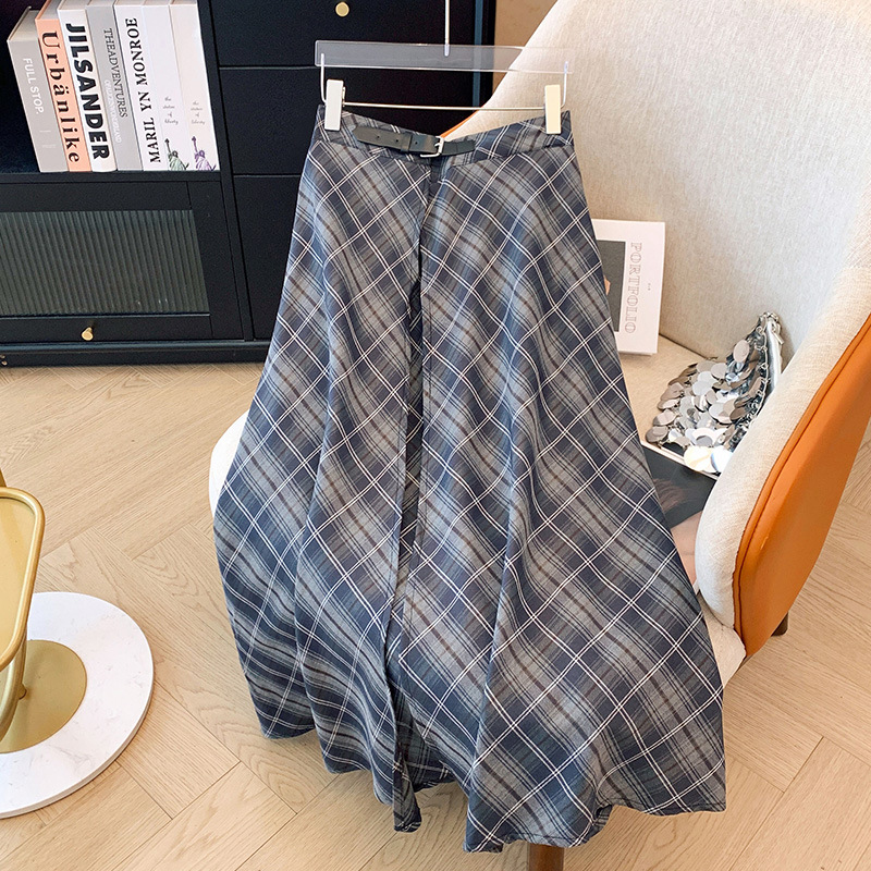 Plus Size Blue Long Sleeve Shirt Dress With Plaid Skirt (EXTRA BIG SIZ –  Pluspreorder