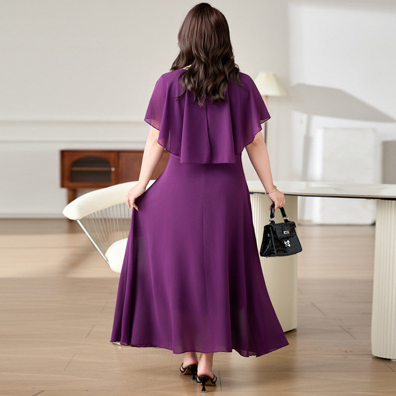 sachin and babi light blue dress Plus Size Chiffon Cape Midi Dress (EXTRA BIG SIZE) – Pluspreorder