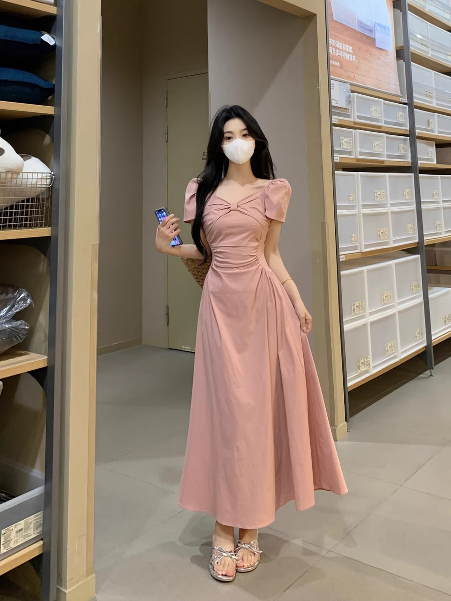 Plus Size Ribbon Square Neck Midi Dress – Pluspreorder