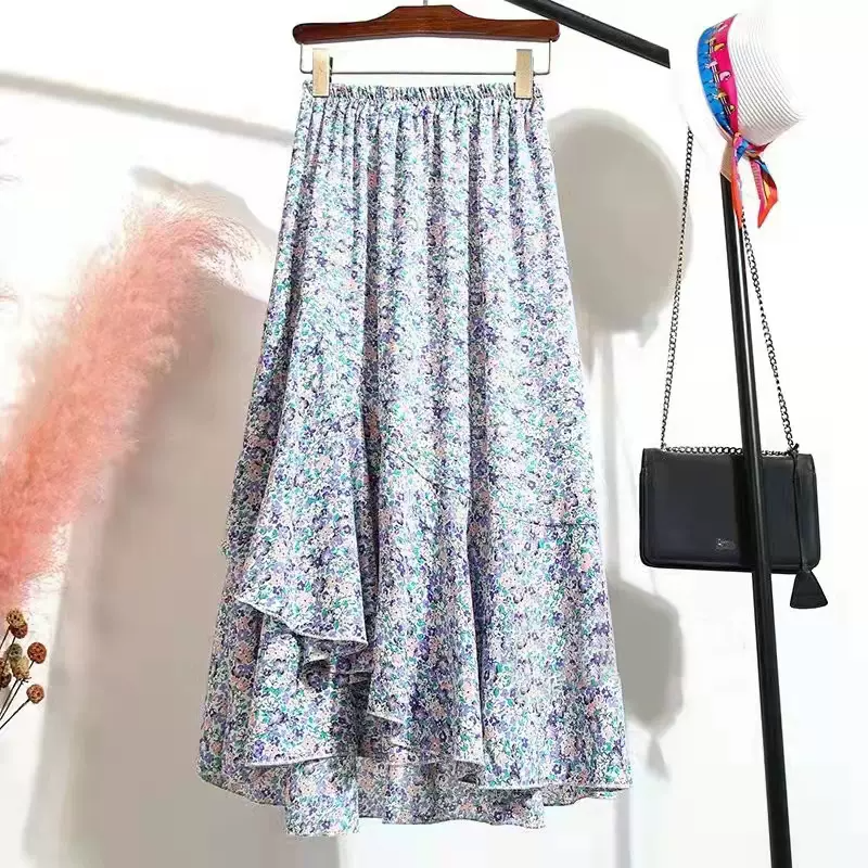 Floral Chiffon Midi Skirt