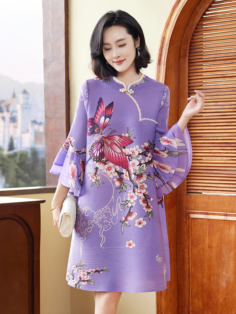 Plus Size Flare Sleeve Qipao Dress – Pluspreorder