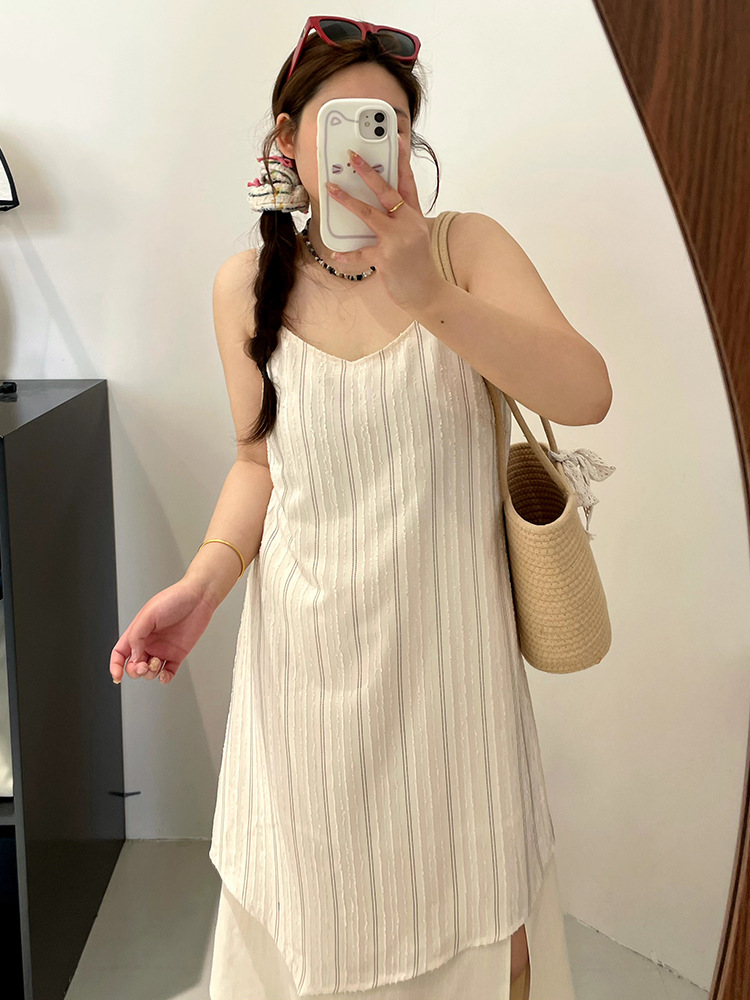Plus Size Korean Beige Camisole Dress – Pluspreorder