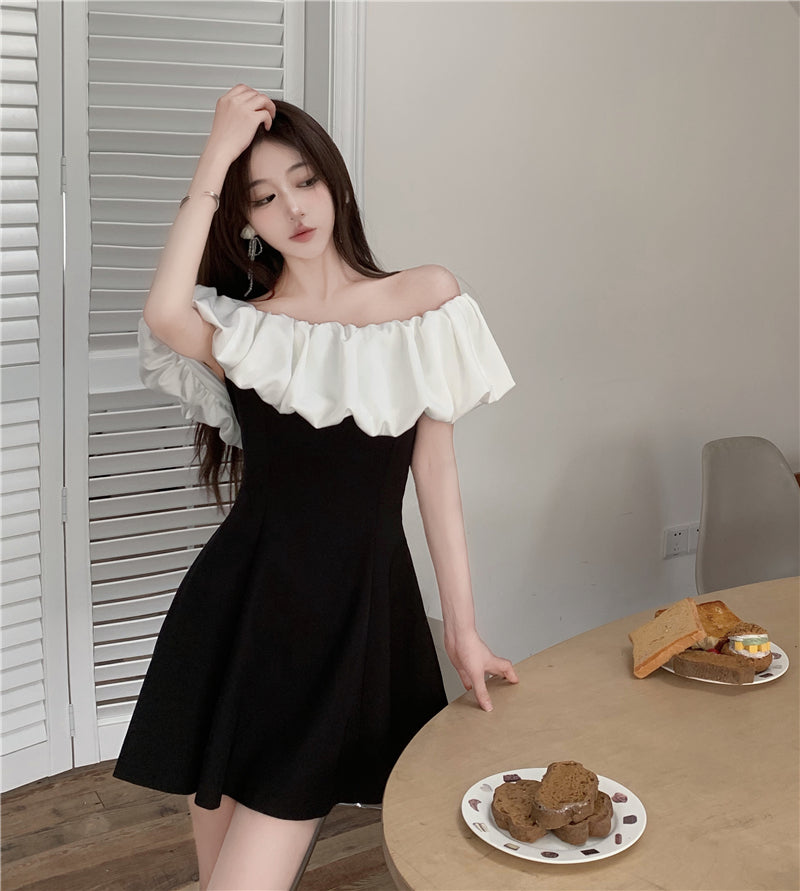 korean black dress Plus Size Korean Black Off Shoulder Fit and Flare Dress – Pluspreorder