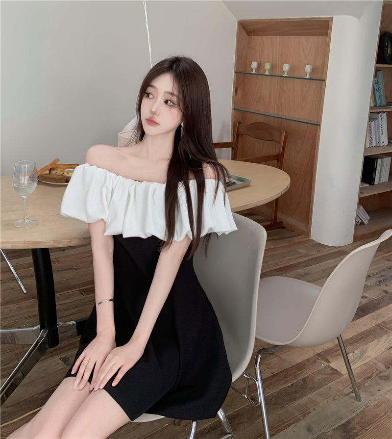 Plus Size Korean Black Off Shoulder Fit and Flare Dress Pluspreorder Plus Size Korean Black Off Shoulder Fit and Flare Dress Pluspreorder