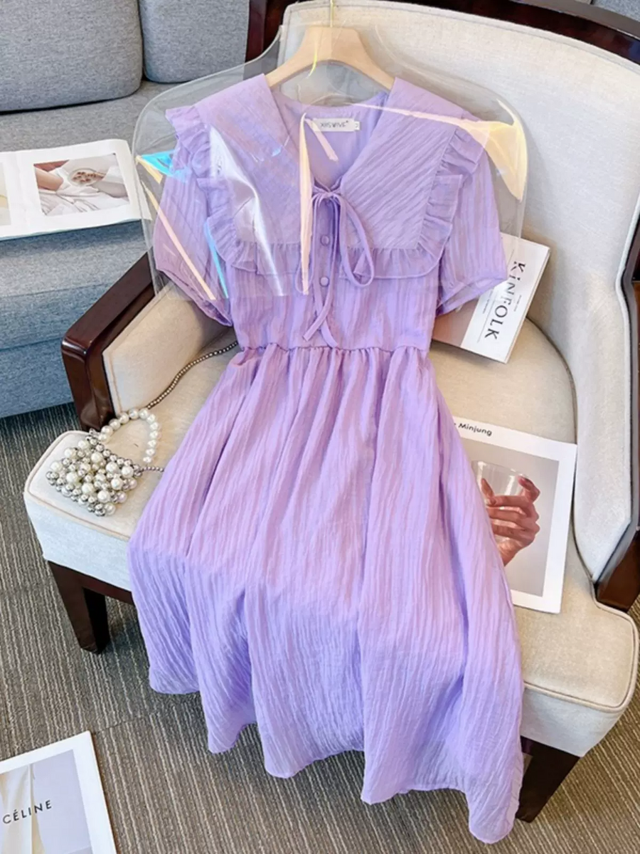 Plus Size Korean Purple Collar Dress – Pluspreorder