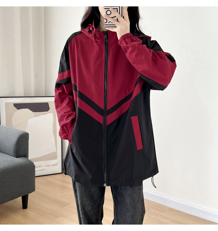 plus size korean style sporty windbreaker jacket EXTRA BIG SIZE Black Red 3XL