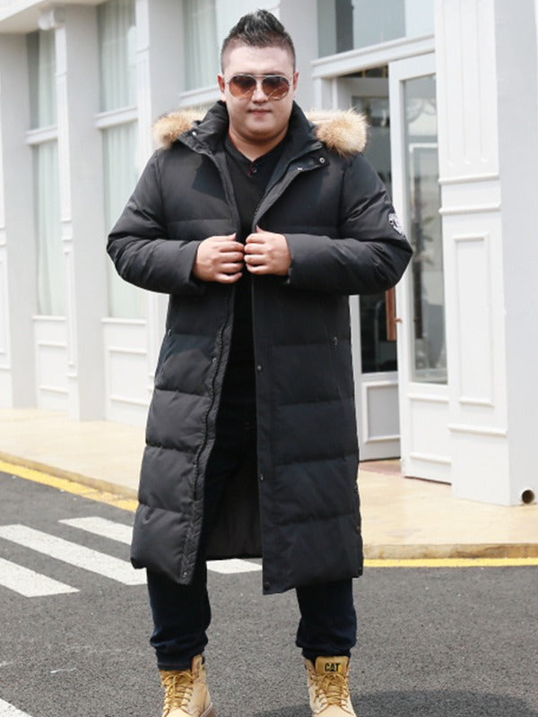 Plus Size Men’s Fur Hood Down Long Winter Jacket