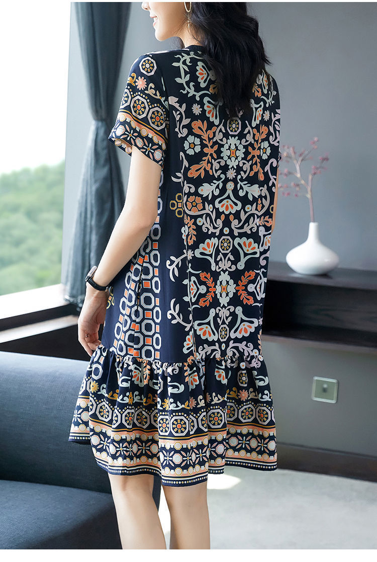 Plus Size Navy Print Drop Waist Dress – Pluspreorder