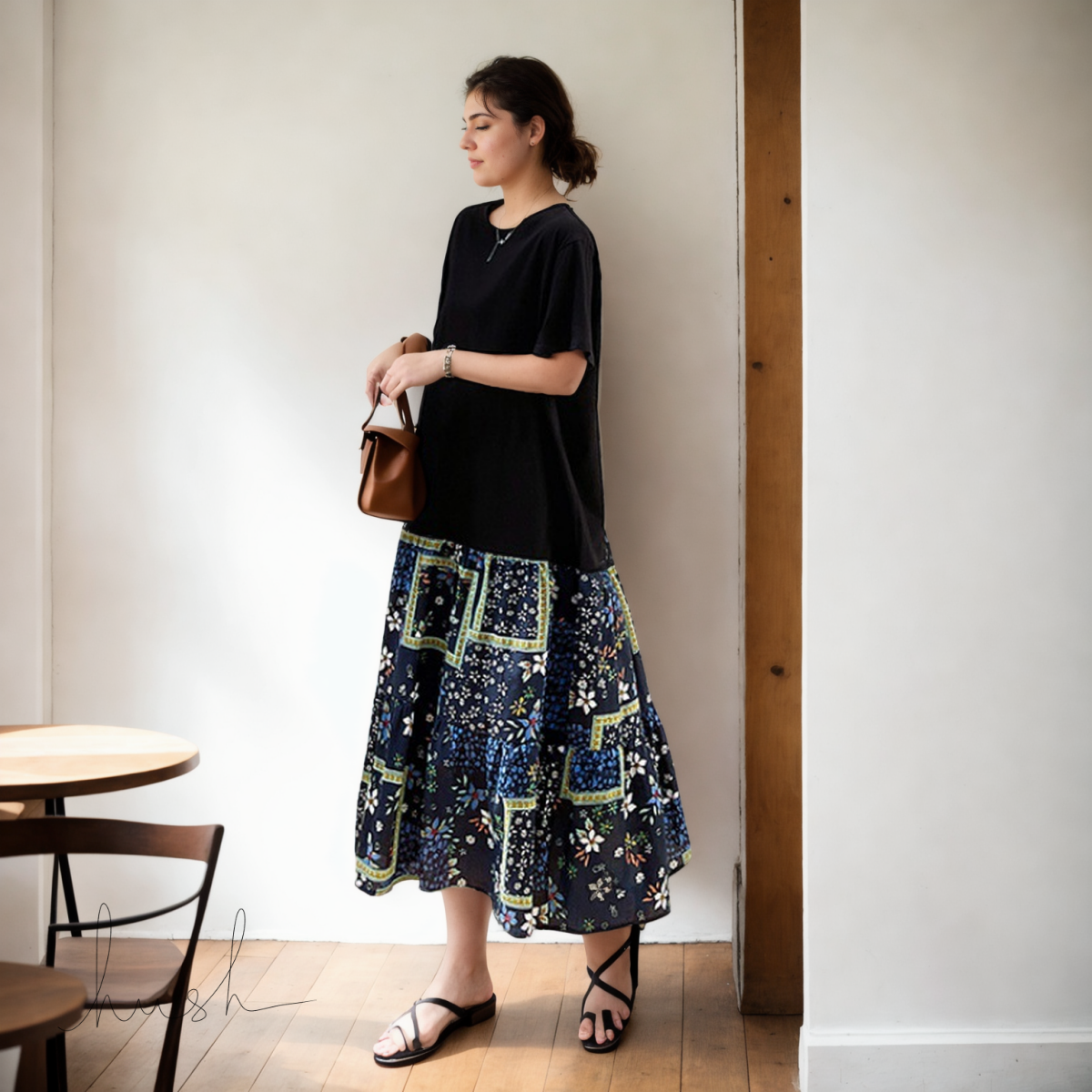 Plus Size Paisley Black T Shirt Dress – Pluspreorder