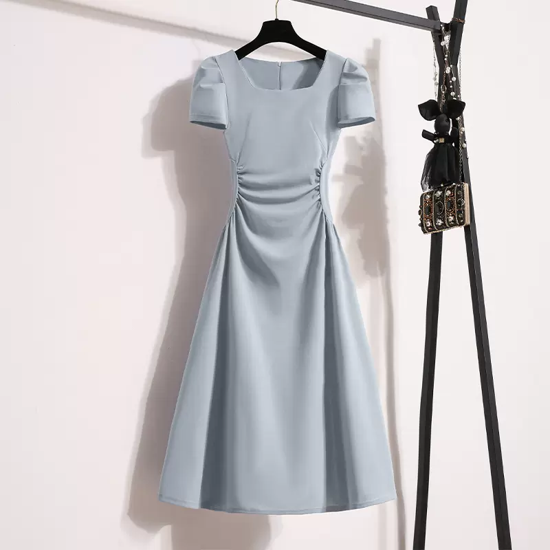 Plus Size Pastel Blue Square Neck Fit And Flare Dress Pluspreorder Plus Size Pastel Blue Square Neck Fit And Flare Dress Pluspreorder