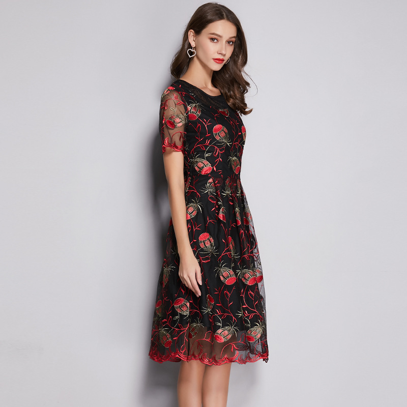 Plus Size Red Black Lace Mother Of The Bride Dress – Pluspreorder