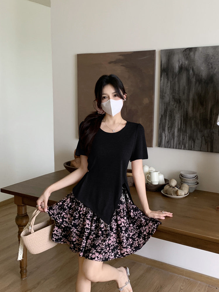 Plus Size Short Sleeve T Shirt and Floral Skirt Outfit Set Pluspreorder Plus Size Short Sleeve T Shirt and Floral Skirt Outfit Set Pluspreorder