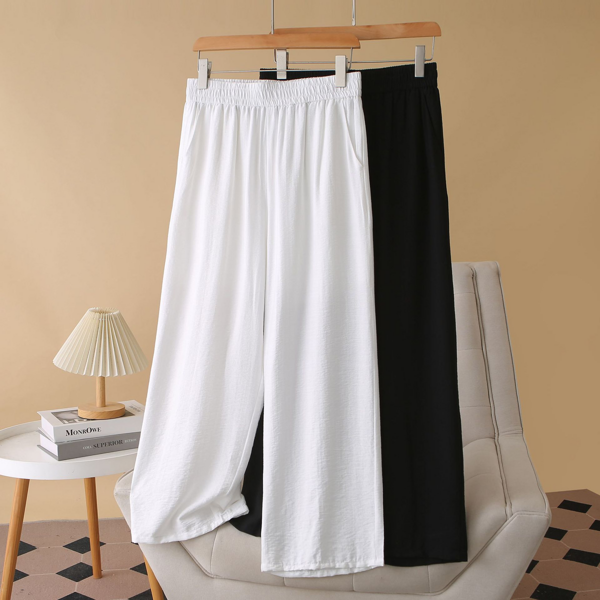 Elastic Waist Tencel Long Pants