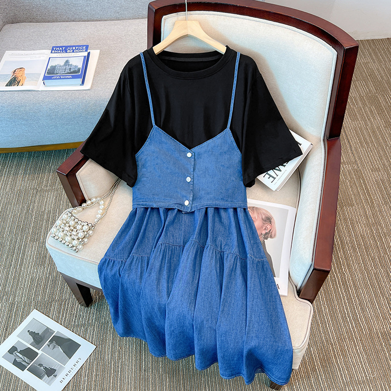 Plus Size Tier Denim Short Sleeve Babydoll Dress (EXTRA BIG SIZE) –  Pluspreorder