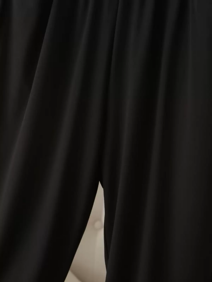 Women Black Waist Button Pants