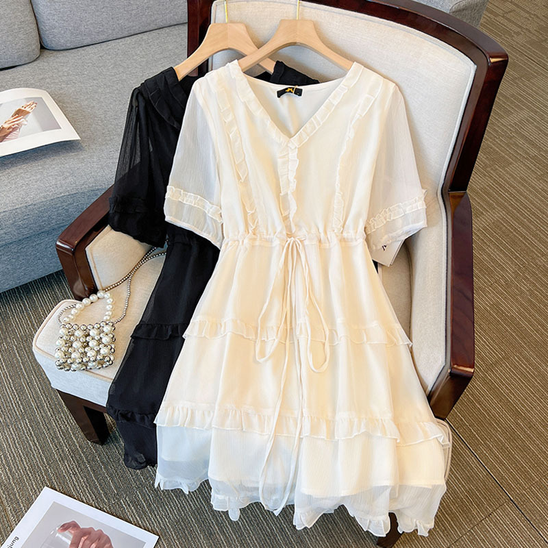 XL-7XL) Plus Size Frill V Neck Fairy Dress (EXTRA BIG SIZE) – Pluspreorder