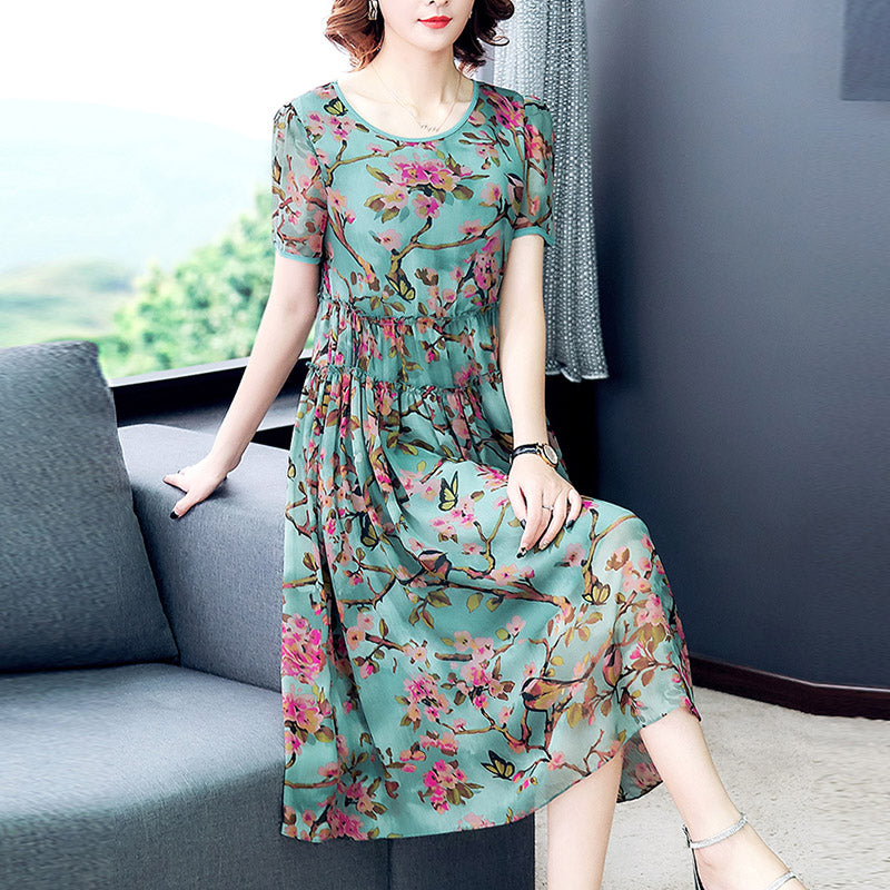 midi plus size babydoll dress Plus Size Sakura Flowers Babydoll Short Sleeve Midi Dress – Pluspreorder