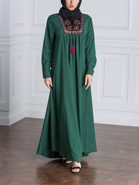 M-7XL) Gillian Green Tassel Tie Plus Size Abaya Hijab Muslim Long Sle Pluspreorder M-7XL) Gillian Green Tassel Tie Plus Size Abaya Hijab Muslim Long Sle Pluspreorder