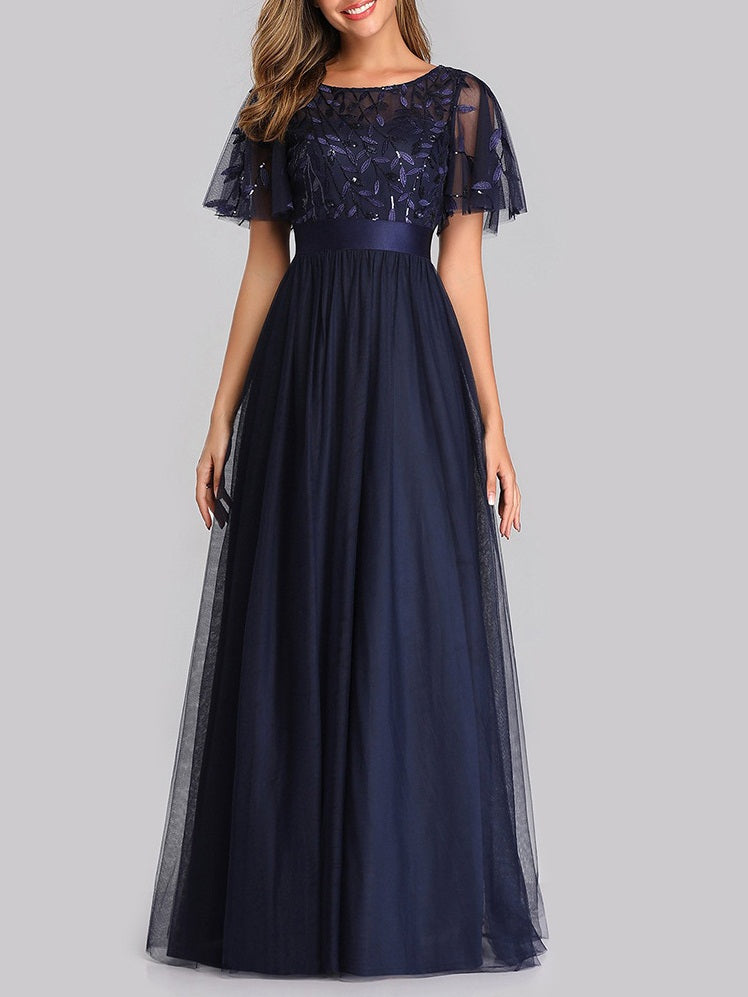 loose formal dress Ever-Pretty Pleated Chiffon V-Neck Front Slit Evening Dress main image 0