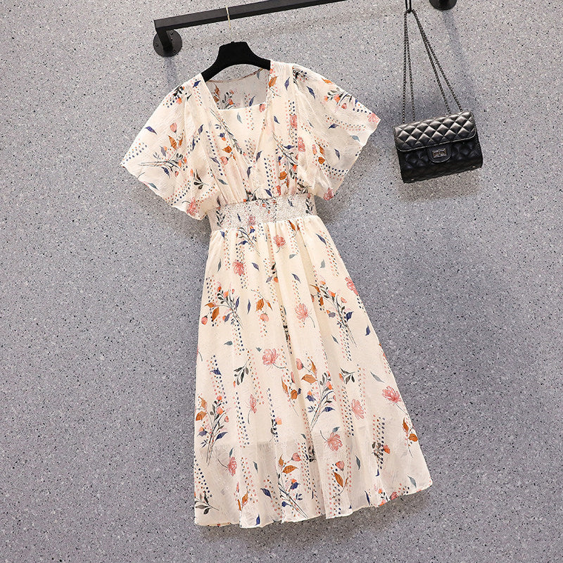 Plus Size Floral Chiffon Flutter Sleeve Dress – Pluspreorder