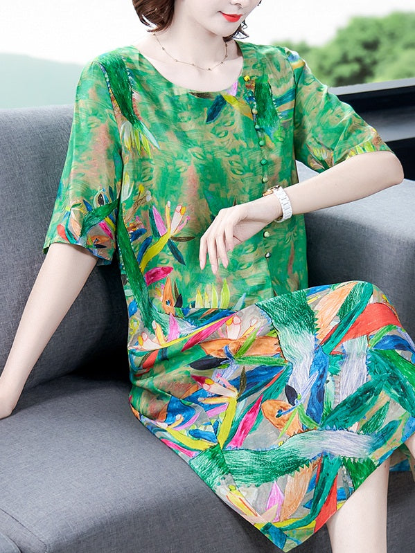 Lerusha Plus Size Oriental Midi Dress