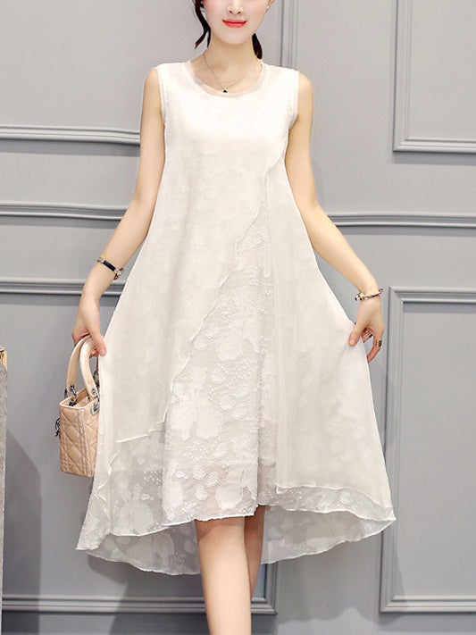 White knee length dress on sale plus size