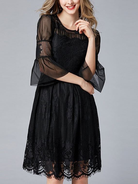 plus size formal dresses st louis mo Michayla Black Lace Bell Sleeve Plus Size Formal Wedding Occasion Mid –  Pluspreorder