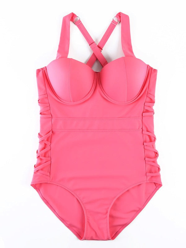 Selah Crisscross Side and Straps Underwire Bra Cup One Piece Swimsuit