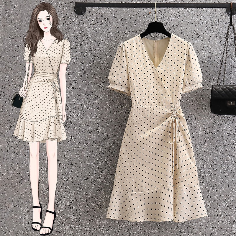 (Special Price!) Plus Size Korean Polka Dot Wrap Dress Pluspreorder