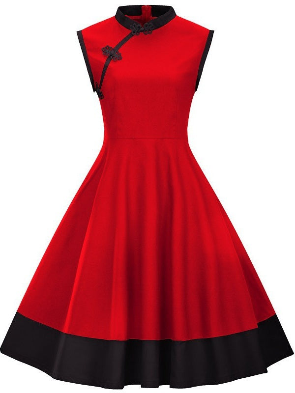 Michellette Plus Size Cheongsam Qipao Sleeveless Dress (Black, Red) –  Pluspreorder