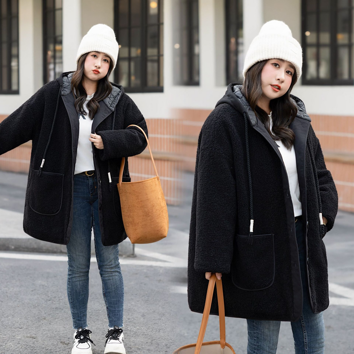 Black teddy top jacket plus size