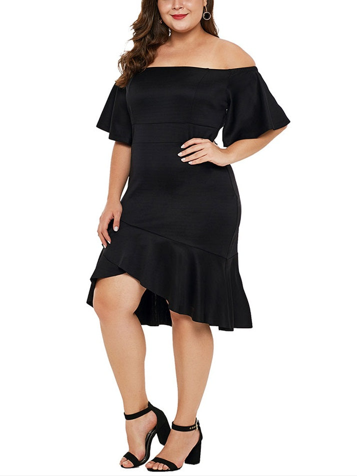 Mermaid With Sleeves Short Sleeve Dress (EXTRA BIG SIZE) Made of Polye   Pluspreorder
