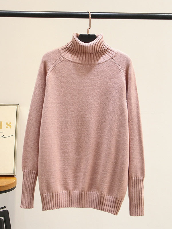 t p nka Plus Size Women s Winter Sweater Long Sleeve Top Thick Turtleneck White Pink Purple Yellow Blue