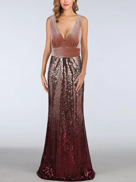 Sonata Plus Size Prom Red Carpet Evening Dress Gown Deep V Neck Elegan –  Pluspreorder