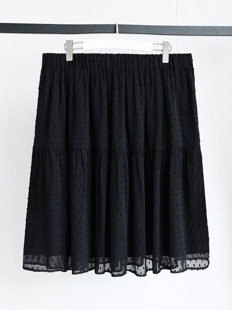 4XL 10XL Plus Size Black Pindot Chiffon Short Skirt EXTRA BIG SIZE Black 4XL