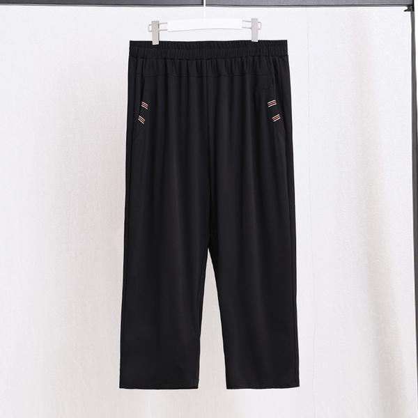 (4XL-10XL) Plus Size Black Pocket Capri Pants (EXTRA BIG SIZE)