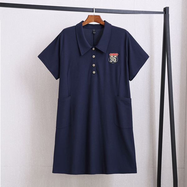 (4XL-10XL) Plus Size Navy Polo T Shirt Short Sleeve Dress (EXTRA BIG SIZE)